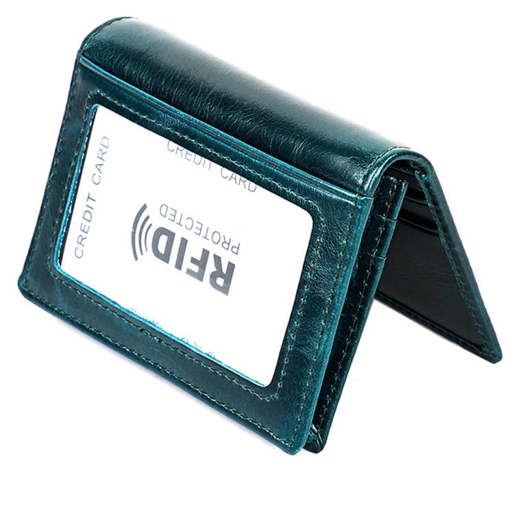 KB86 Genuine Cowhide Leather Solid Color Card Holder Wallet RFID Blocking Coin Purse Card Bag Protect Case with 5 Card Slots & Photo Frame & Business Card Position, Size: 10.6*7.6*1.8 cm