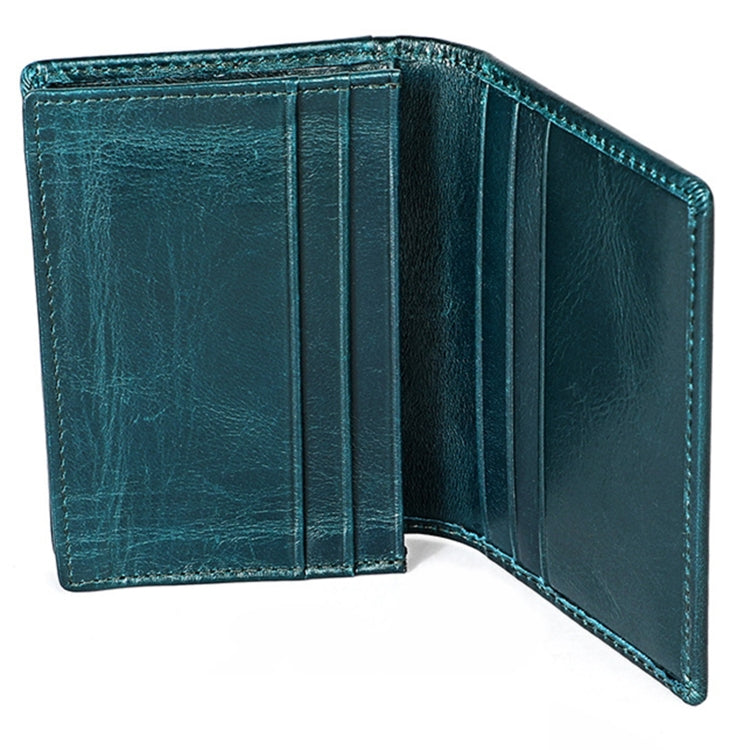 KB86 Genuine Cowhide Leather Solid Color Card Holder Wallet RFID Blocking Coin Purse Card Bag Protect Case with 5 Card Slots & Photo Frame & Business Card Position, Size: 10.6*7.6*1.8 cm