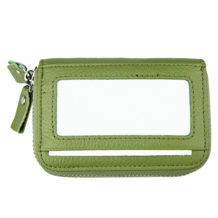 Genuine Cowhide Leather Dual Layer Solid Color Zipper Card Holder Wallet RFID Blocking Coin Purse Card Bag Protective Case with 11 Card Slots & Coin Position, Size: 11*7.5*4.5cm