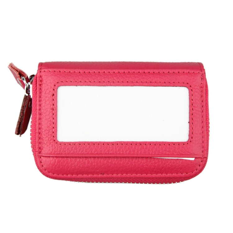 Genuine Cowhide Leather Dual Layer Solid Color Zipper Card Holder Wallet RFID Blocking Coin Purse Card Bag Protective Case with 11 Card Slots & Coin Position, Size: 11*7.5*4.5cm