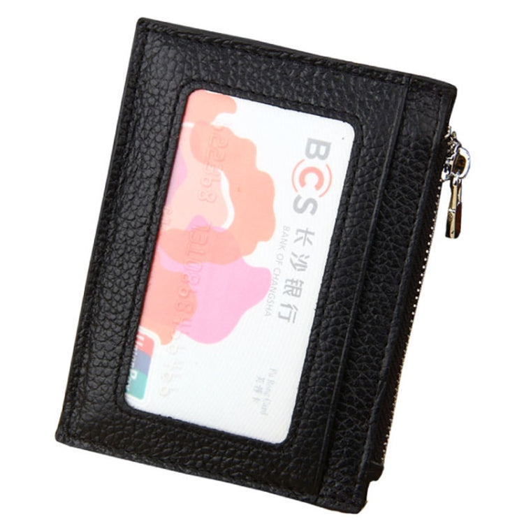 Cowhide Leather Solid Color Zipper Card Holder Wallet RFID Blocking Card Bag Protect Case Coin Purse, Size: 11*8*1.5cm
