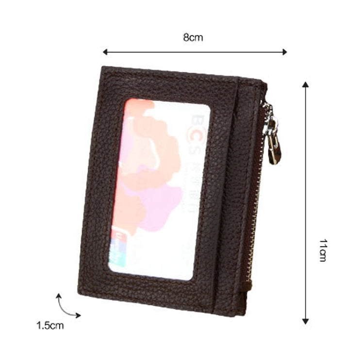 Cowhide Leather Solid Color Zipper Card Holder Wallet RFID Blocking Card Bag Protect Case Coin Purse, Size: 11*8*1.5cm