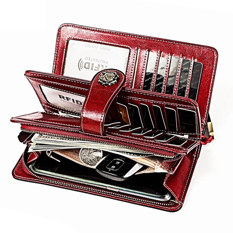 3555 Large Capacity Long Multi-function Anti-magnetic RFID Wallet Clutch for Ladies with Card Slots