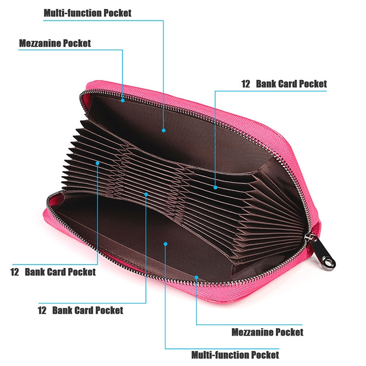 KB196 Top-grain Leather Large Capacity Multi-function 36-Bit Anti-magnetic RFID Organ Card Package Wallet