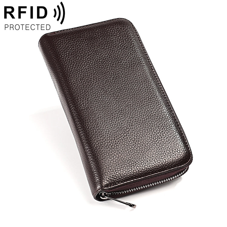 KB196 Top-grain Leather Large Capacity Multi-function 36-Bit Anti-magnetic RFID Organ Card Package Wallet