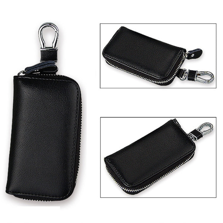9092 Business Style Multifunctional Genuine Leather Zipper Car Key Bag