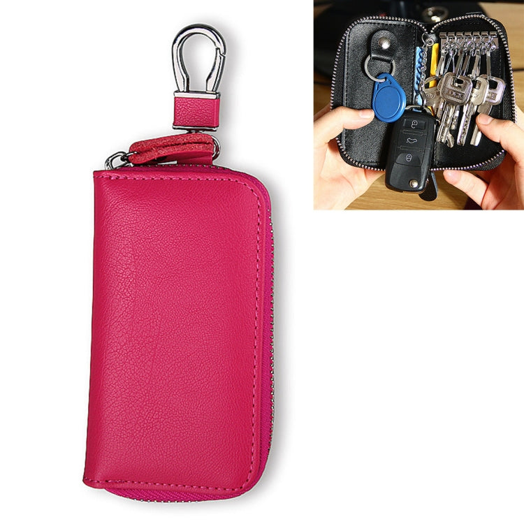 9092 Business Style Multifunctional Genuine Leather Zipper Car Key Bag