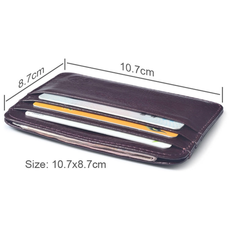XIAO YUAN XIANG Cowhide Leather Pocket 6 Card Sleeve Wallet Coin Purse Card Holder, Size: 10.7cm x8.7cm, Random Color Delivery