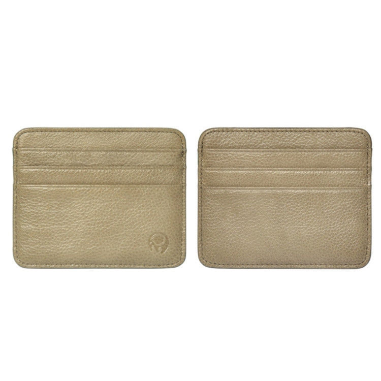 XIAO YUAN XIANG Cowhide Leather Pocket 6 Card Sleeve Wallet Coin Purse Card Holder, Size: 10.7cm x8.7cm, Random Color Delivery