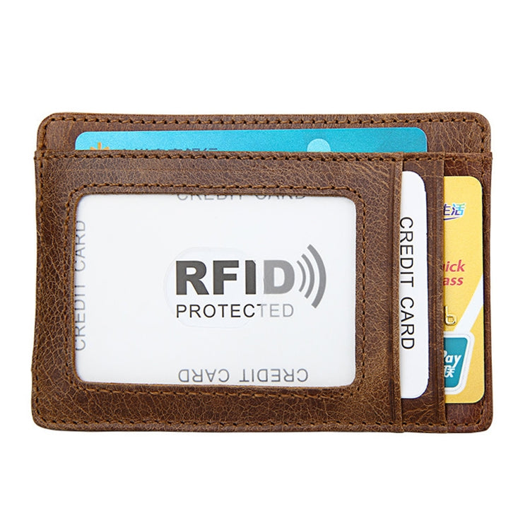 KB80 Antimagnetic RFID Crazy Horse Texture Oil Wax Leather Card Holder Wallet Billfold for Men and Women