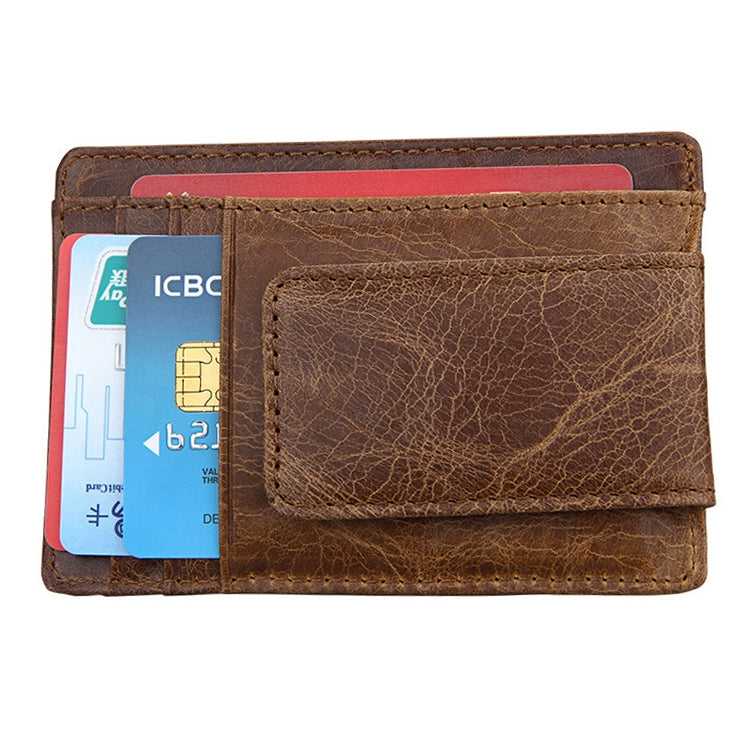 KB80 Antimagnetic RFID Crazy Horse Texture Oil Wax Leather Card Holder Wallet Billfold for Men and Women