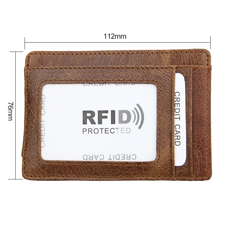 KB80 Antimagnetic RFID Crazy Horse Texture Oil Wax Leather Card Holder Wallet Billfold for Men and Women