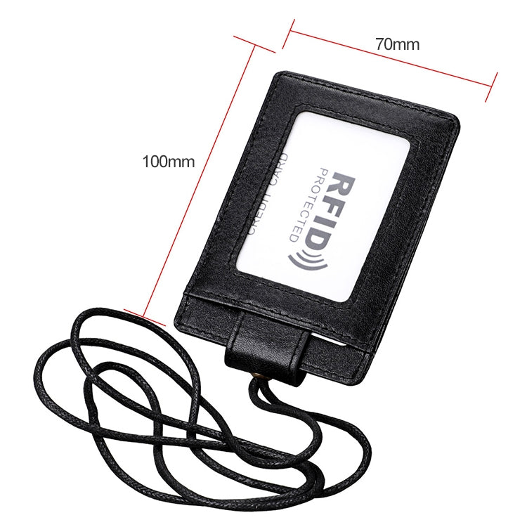 KB153 Antimagnetic RFID Leather Card Holder ID Card Badge with Lanyard