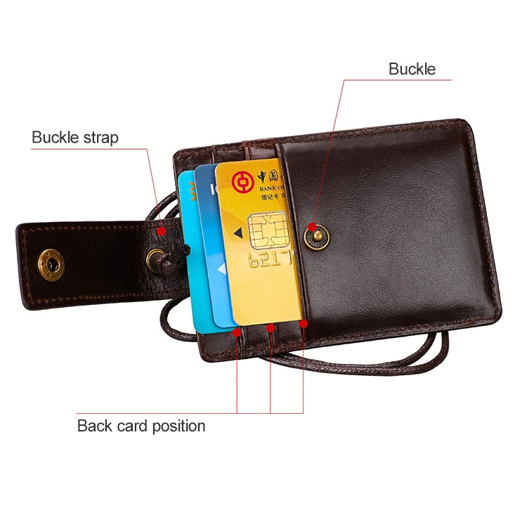 KB153 Antimagnetic RFID Leather Card Holder ID Card Badge with Lanyard