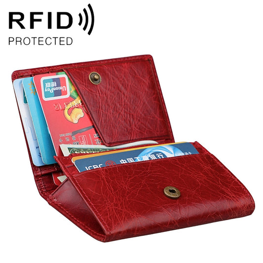 KB171 Antimagnetic RFID Crazy Horse Texture Leather Card Holder Wallet for Men and Women