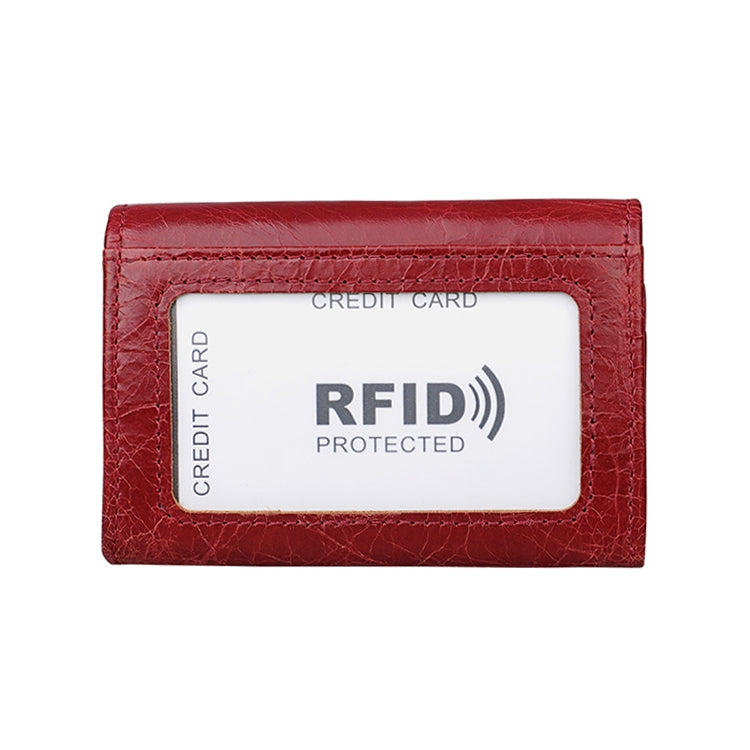 KB171 Antimagnetic RFID Crazy Horse Texture Leather Card Holder Wallet for Men and Women