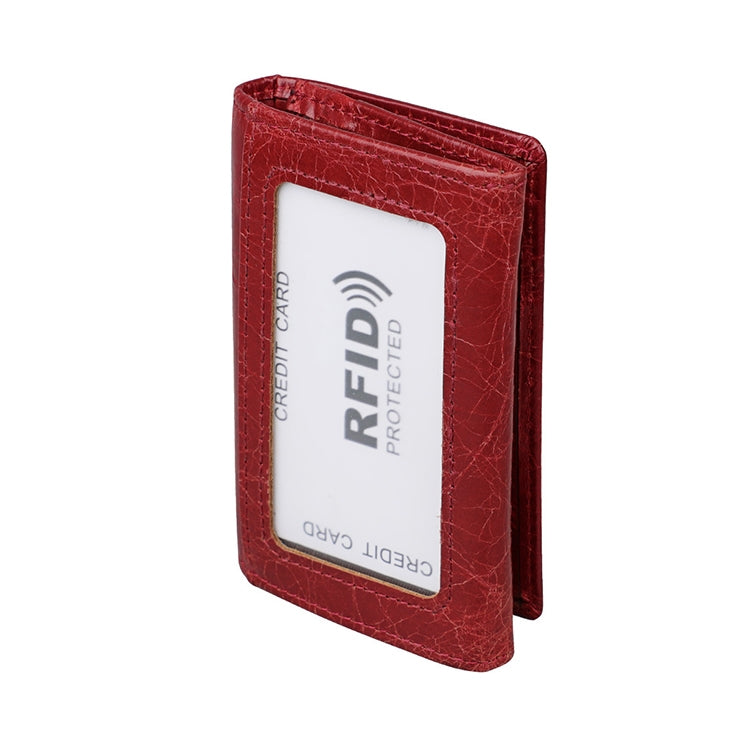 KB171 Antimagnetic RFID Crazy Horse Texture Leather Card Holder Wallet for Men and Women
