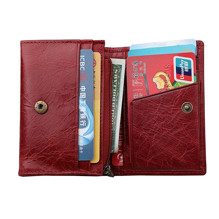 KB171 Antimagnetic RFID Crazy Horse Texture Leather Card Holder Wallet for Men and Women