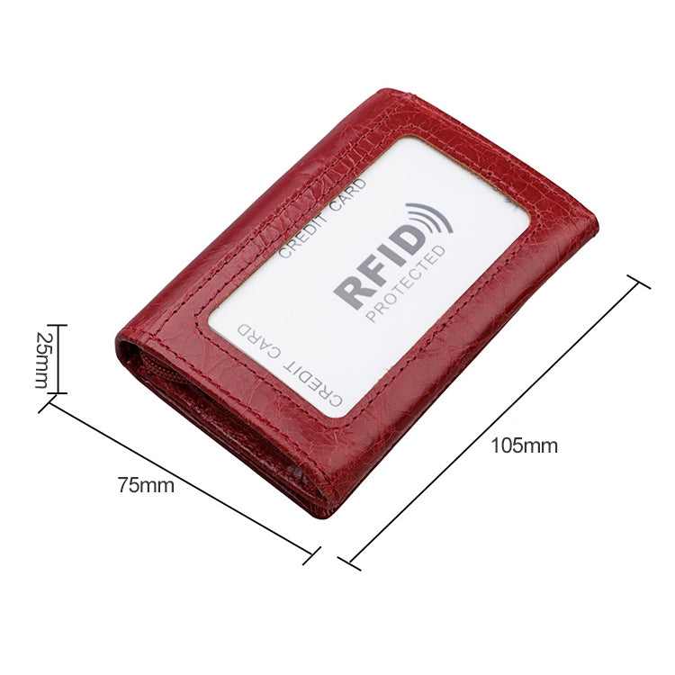 KB171 Antimagnetic RFID Crazy Horse Texture Leather Card Holder Wallet for Men and Women