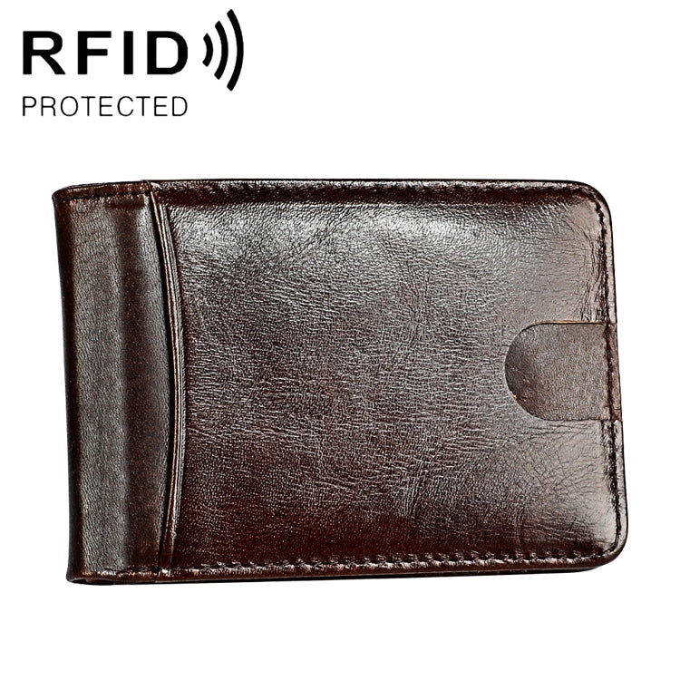 KB186 Antimagnetic RFID Mini Crazy Horse Texture Leather Billfold Card Wallet for Men and Women