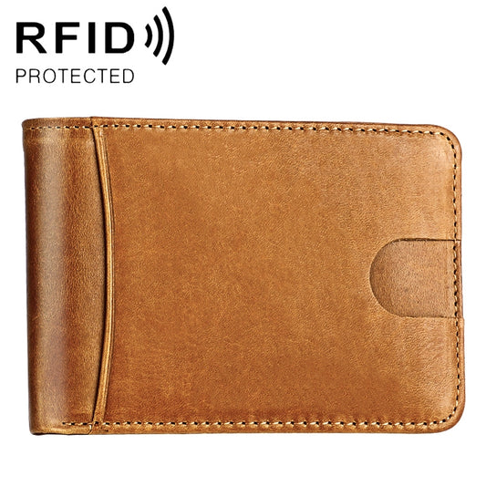 KB186 Antimagnetic RFID Mini Crazy Horse Texture Leather Billfold Card Wallet for Men and Women