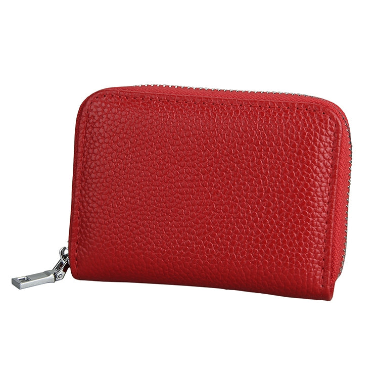 KB205 Antimagnetic RFID Litchi Texture Leather Zipper Large-capacity Card Holder Wallet