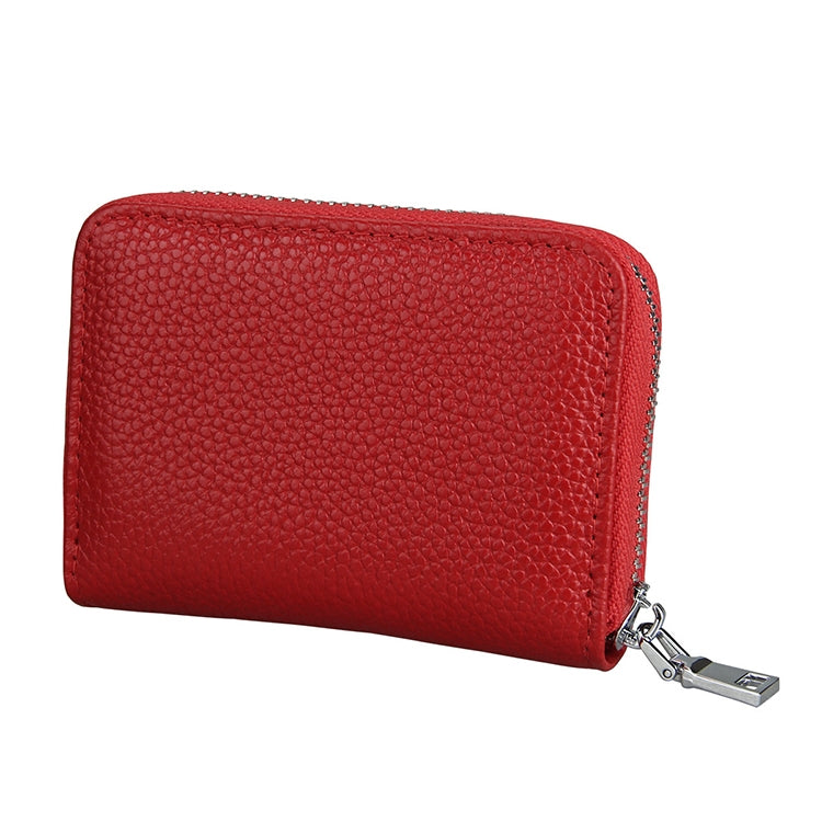 KB205 Antimagnetic RFID Litchi Texture Leather Zipper Large-capacity Card Holder Wallet