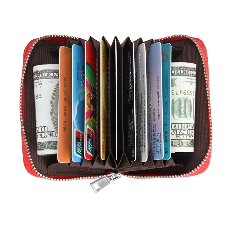 KB205 Antimagnetic RFID Litchi Texture Leather Zipper Large-capacity Card Holder Wallet