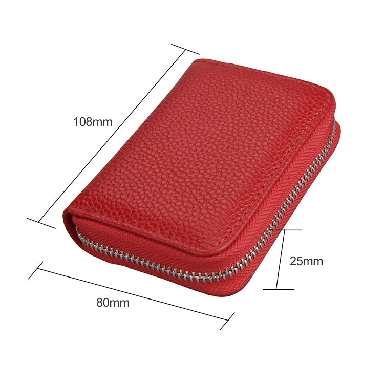 KB205 Antimagnetic RFID Litchi Texture Leather Zipper Large-capacity Card Holder Wallet