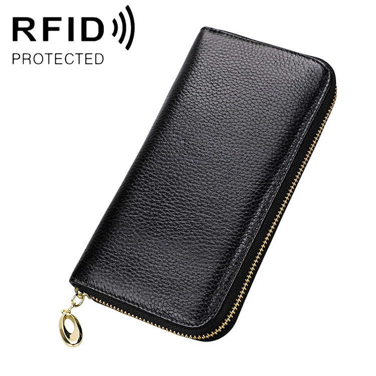 906 Antimagnetic RFID Litchi Texture Women Large Capacity Hand Wallet Purse Phone Bag with Card Slots