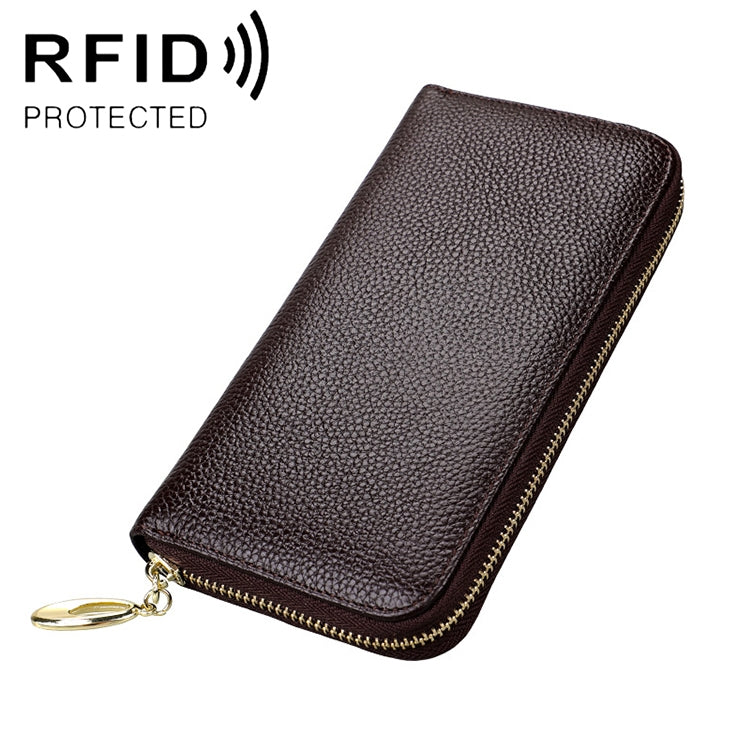 906 Antimagnetic RFID Litchi Texture Women Large Capacity Hand Wallet Purse Phone Bag with Card Slots