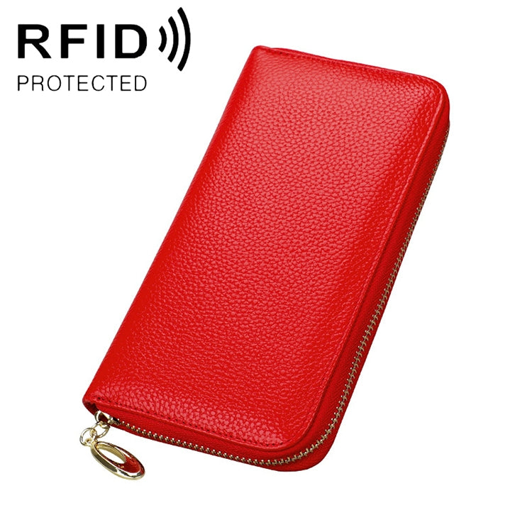 906 Antimagnetic RFID Litchi Texture Women Large Capacity Hand Wallet Purse Phone Bag with Card Slots
