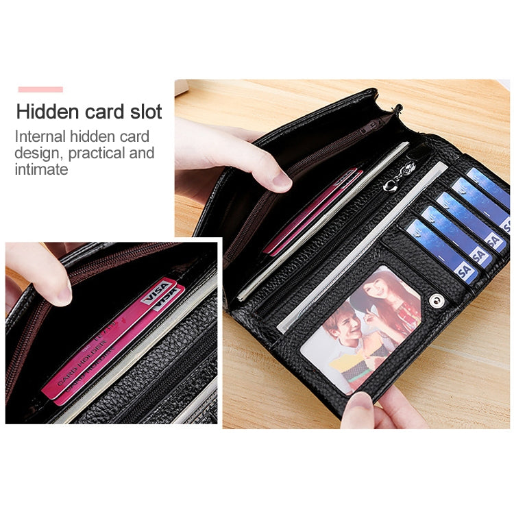 3591C Multi-function Litchi Texture Leather Wallet Large-capacity Purse