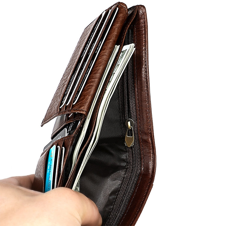 8018 Antimagnetic RFID Retro Fashion Crazy Horse Texture Leather Wallet for Men and Women