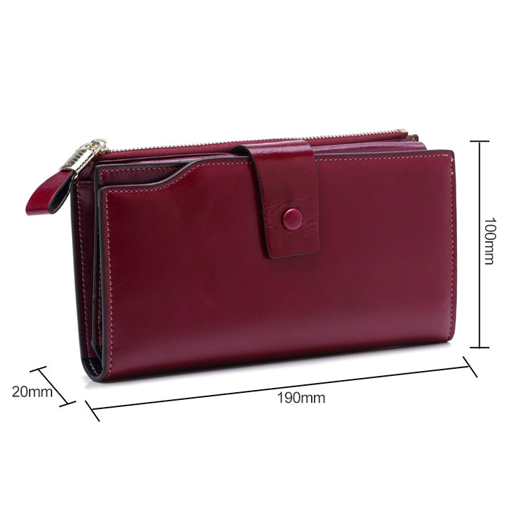 8236 Antimagnetic RFID Multi-function Oil Wax Leather Lady Wallet Large-capacity Purse