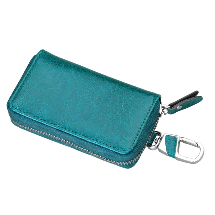 9101 Multi-function Waist Hanging Oil Wax Leather Zipper Wallet Keys Holder Bag