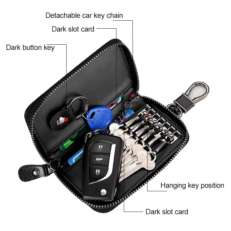 9105 Waist Hanging Large-capacity Zipper Leather Keys Holder Bag Multi-function Wallet