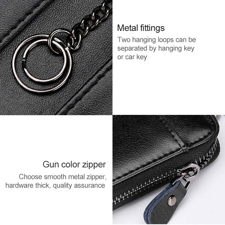 9106 Large-capacity Zipper Leather Keys Holder Bag Multi-function Wallet