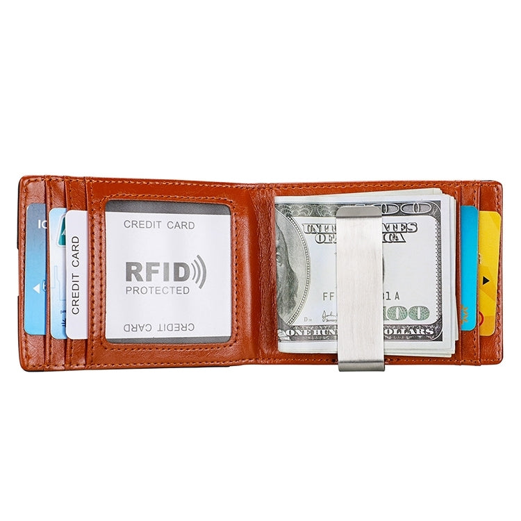 9602 Antimagnetic RFID Mini Crazy Horse Texture Leather Wallet Billfold