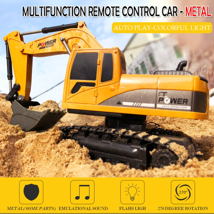 258-1 6 Channel 2.4G 1/24RC Remote-controlled Engineering Metal Excavator Charging RC Car