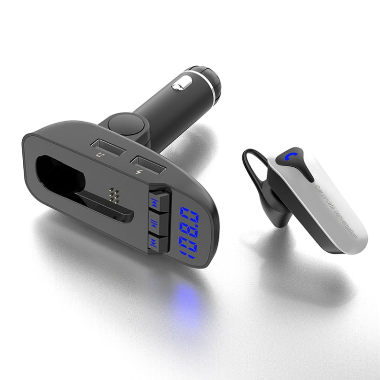 ER9 2 in 1 Hands-Free Calling Car Kit Wireless Bluetooth Headset Dual USB Charger FM Transmitter MP3 Music Player