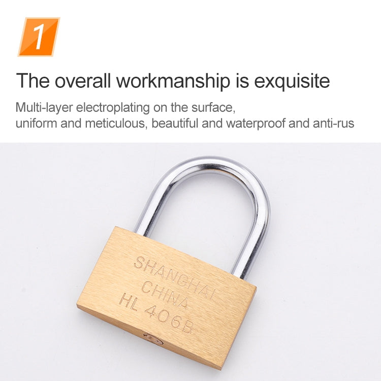 Copper Padlock Small Lock, Style: Long Lock Beam, 40mm Open