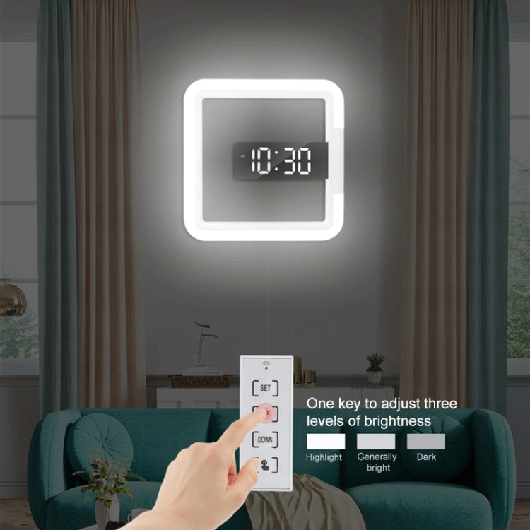 TS-S28-W Multifunctional Square RGB Thermometer Digital Alarm Clock LED Mirror Hollow Wall Clock