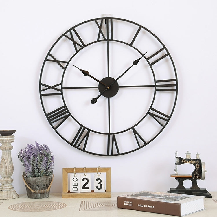 80cm Retro Living Room Iron Round Roman Numeral Mute Decorative Wall Clock