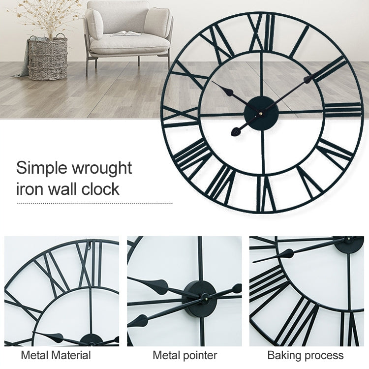 80cm Retro Living Room Iron Round Roman Numeral Mute Decorative Wall Clock