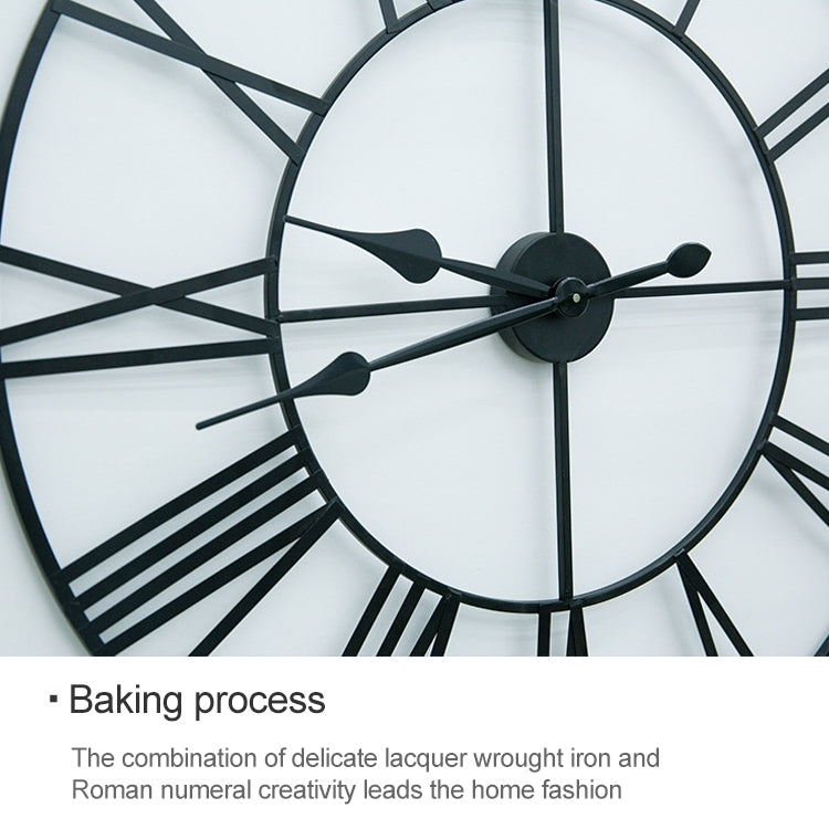 80cm Retro Living Room Iron Round Roman Numeral Mute Decorative Wall Clock