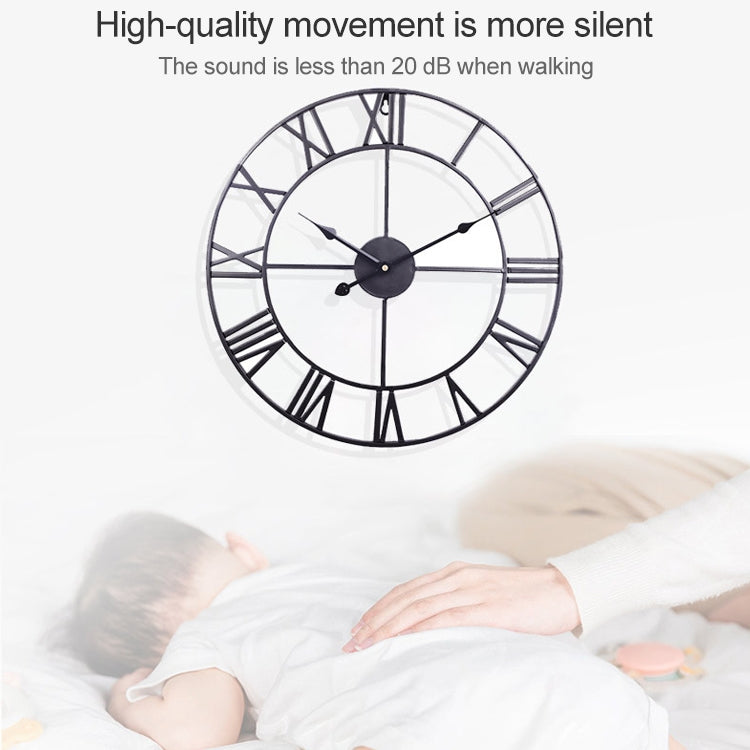 80cm Retro Living Room Iron Round Roman Numeral Mute Decorative Wall Clock