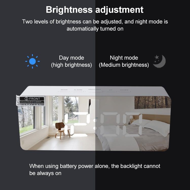 TS-S69-R Multifunctional LED Alarm Clock Battery / Plug-in Charging Dual-purpose Make-up Mirror Clock