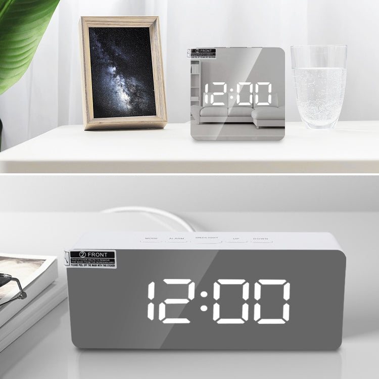 TS-S69-R Multifunctional LED Alarm Clock Battery / Plug-in Charging Dual-purpose Make-up Mirror Clock