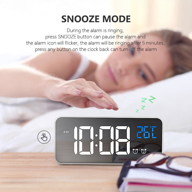 Bedside Alarm Clock Sound Control Mirror LED Music Clock